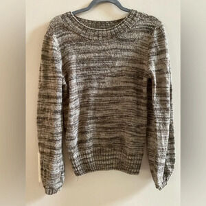 Moon River Heathered Grey Blouson Sleeve Sweater Size Small